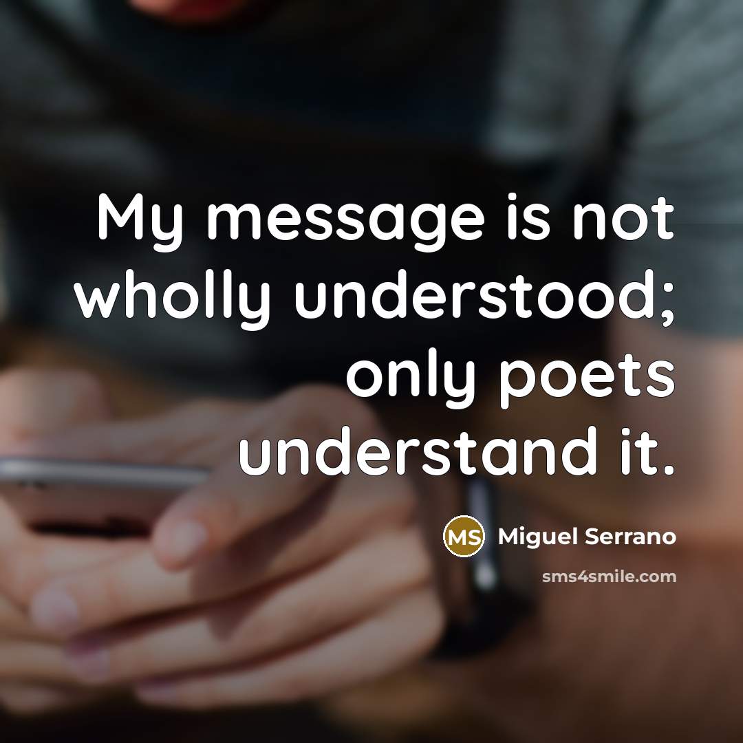 “My message is not wholly understood; only poets understand it.” quote by Miguel Serrano