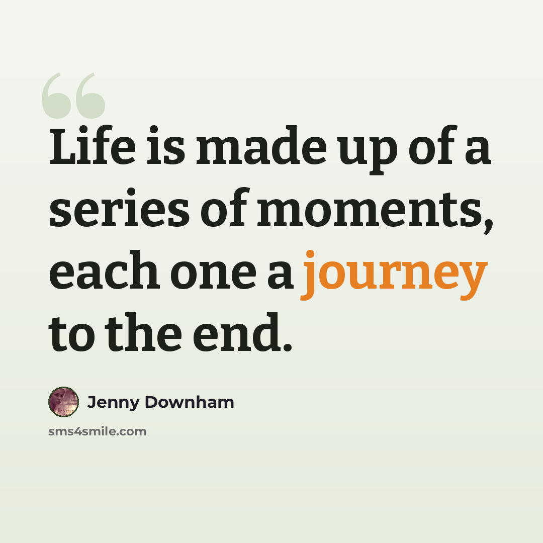 “Life is made up of a series of moments, each one a journey to the end.” quote by Jenny Downham