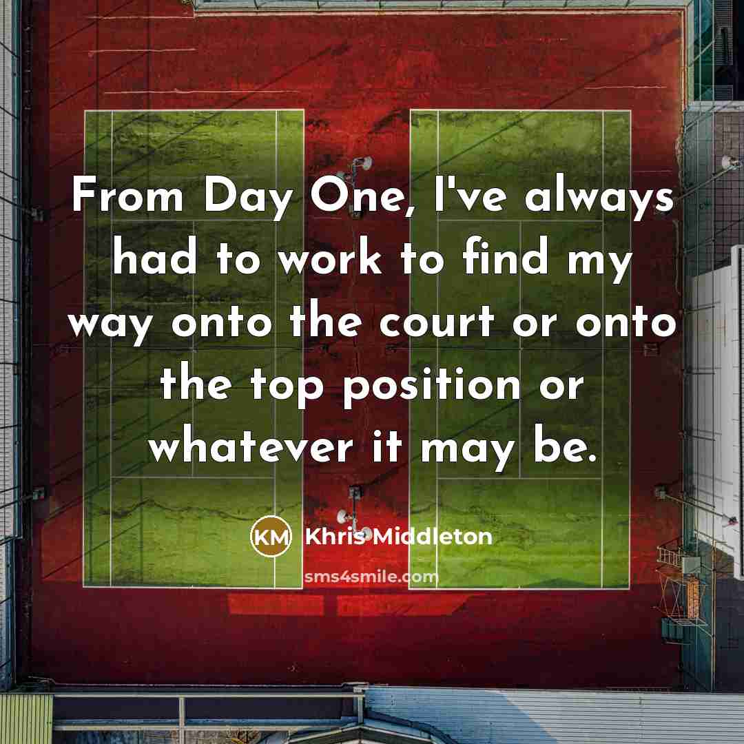 “From Day One, I've always had to work to find my way onto the court or onto the top position or whatever it may be.” quote by Khris Middleton