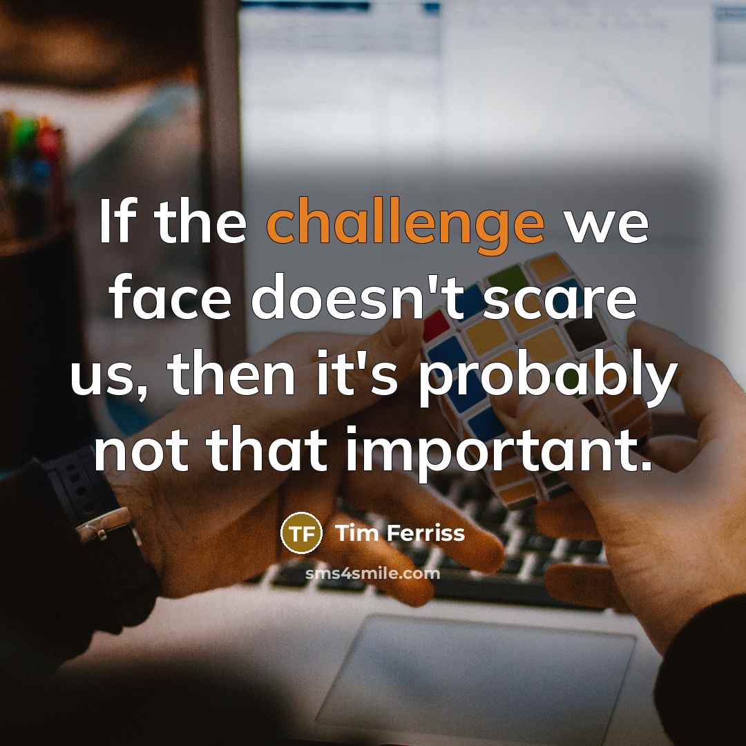 “If the challenge we face doesn't scare us, then it's probably not that important.” quote by Tim Ferriss