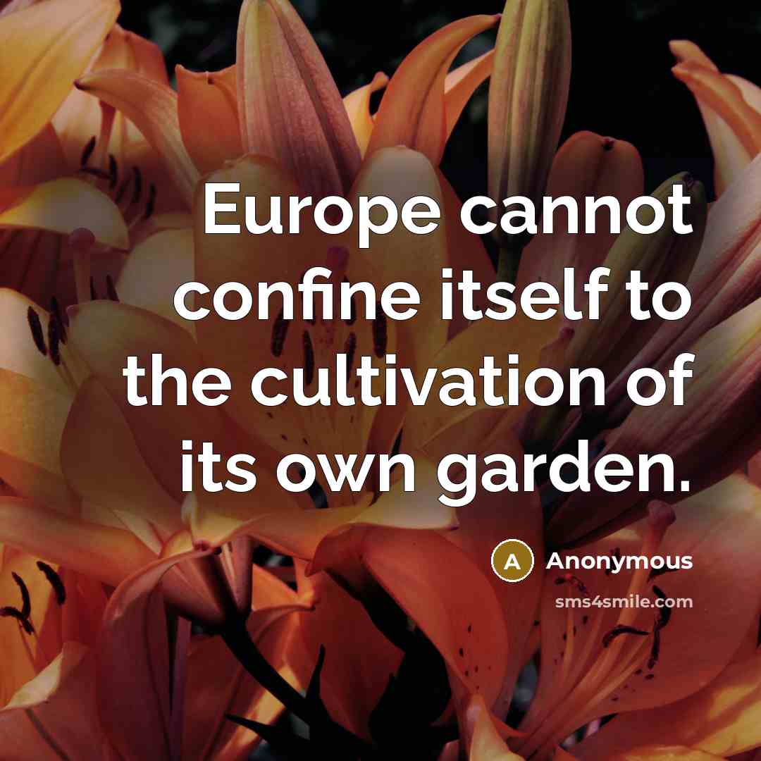 “Europe cannot confine itself to the cultivation of its own garden.” quote by Anonymous