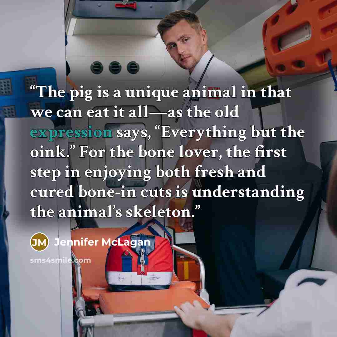 “The pig is a unique animal in that we can eat it all—as the old expression says, “Everything but the oink.” For the bone lover, the first step in enjoying both fresh and cured bone-in cuts is understanding the animal’s skeleton.” quote by Jennifer McLagan