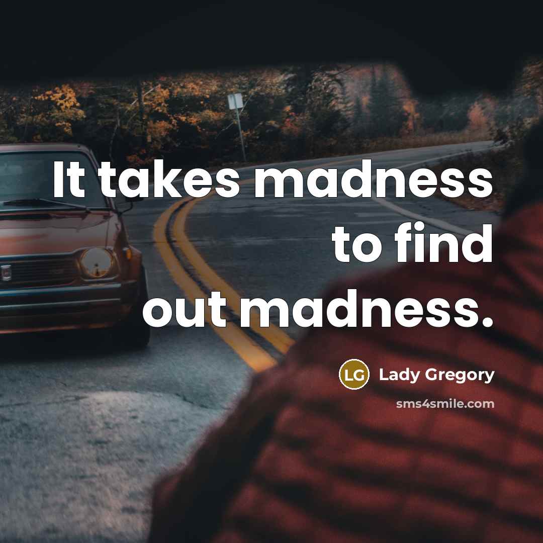 “It takes madness to find out madness.” quote by Lady Gregory