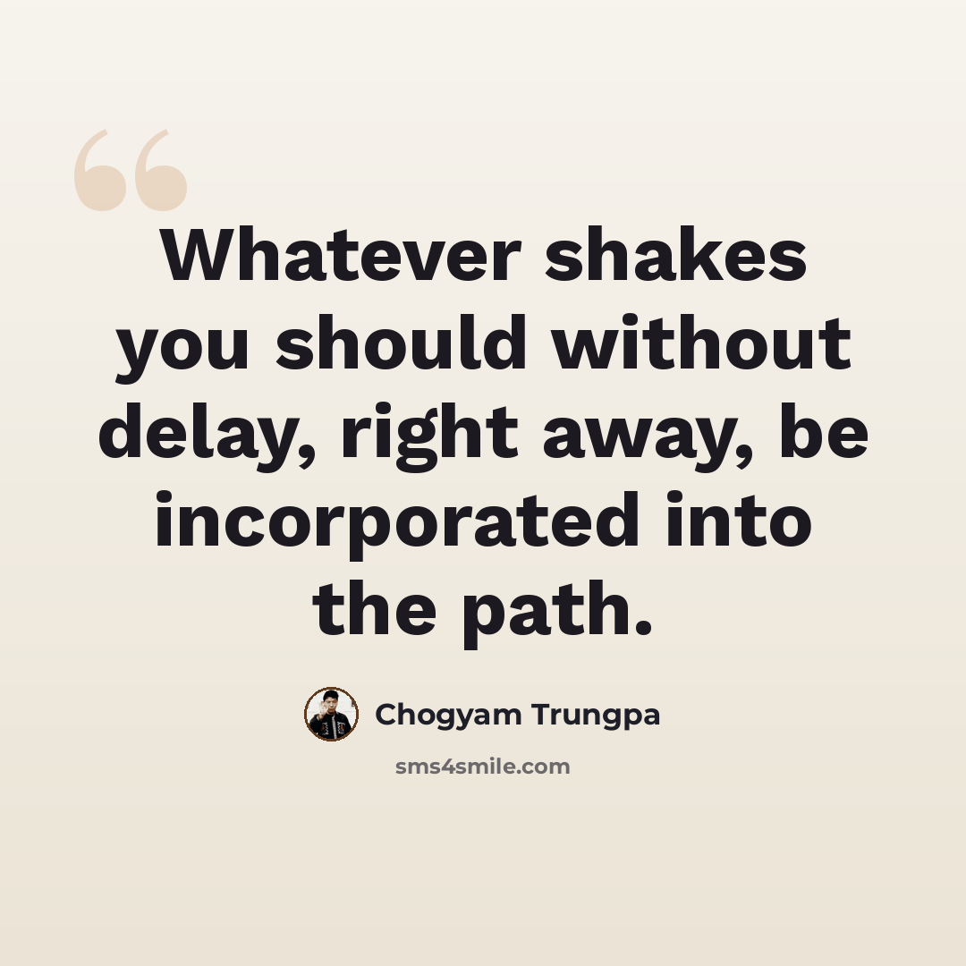“Whatever shakes you should without delay, right away, be incorporated into the path.” quote by Chogyam Trungpa