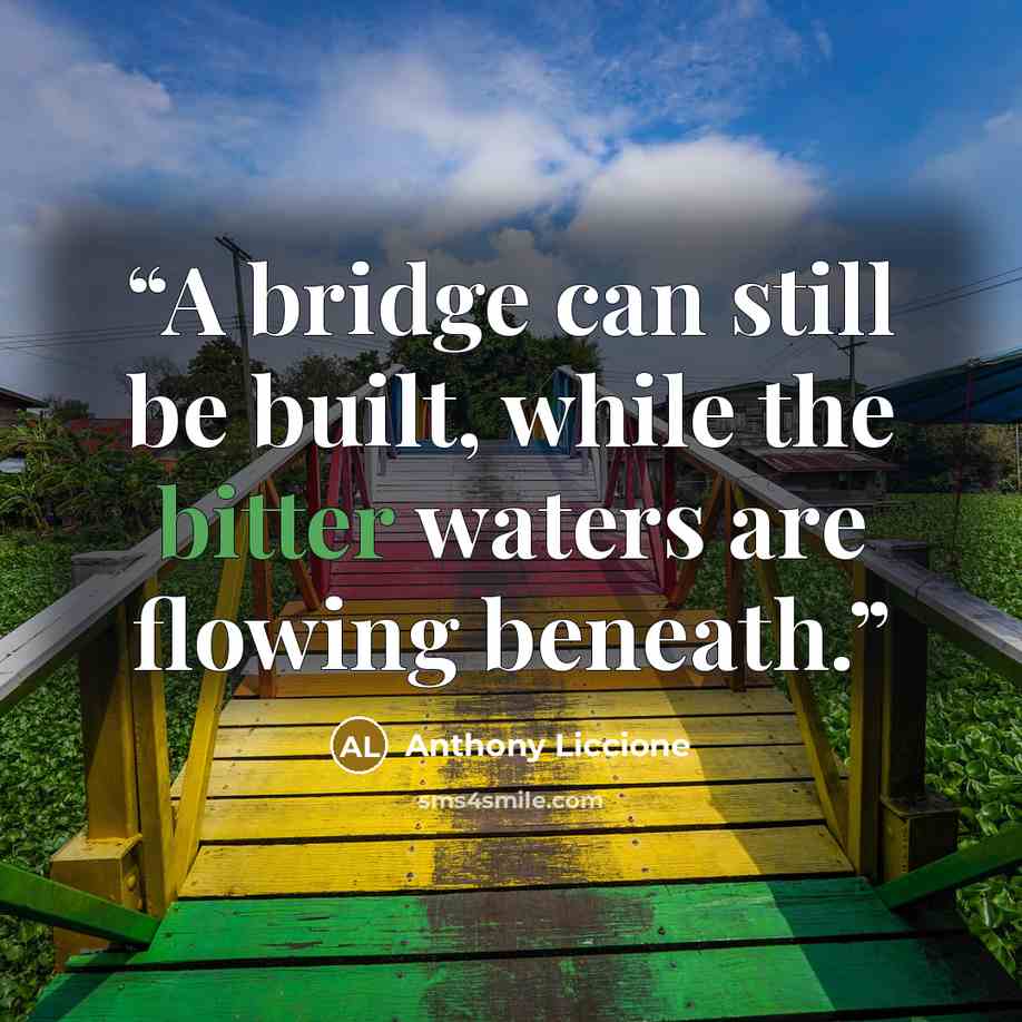 “A bridge can still be built, while the bitter waters are flowing beneath.” quote by Anthony Liccione