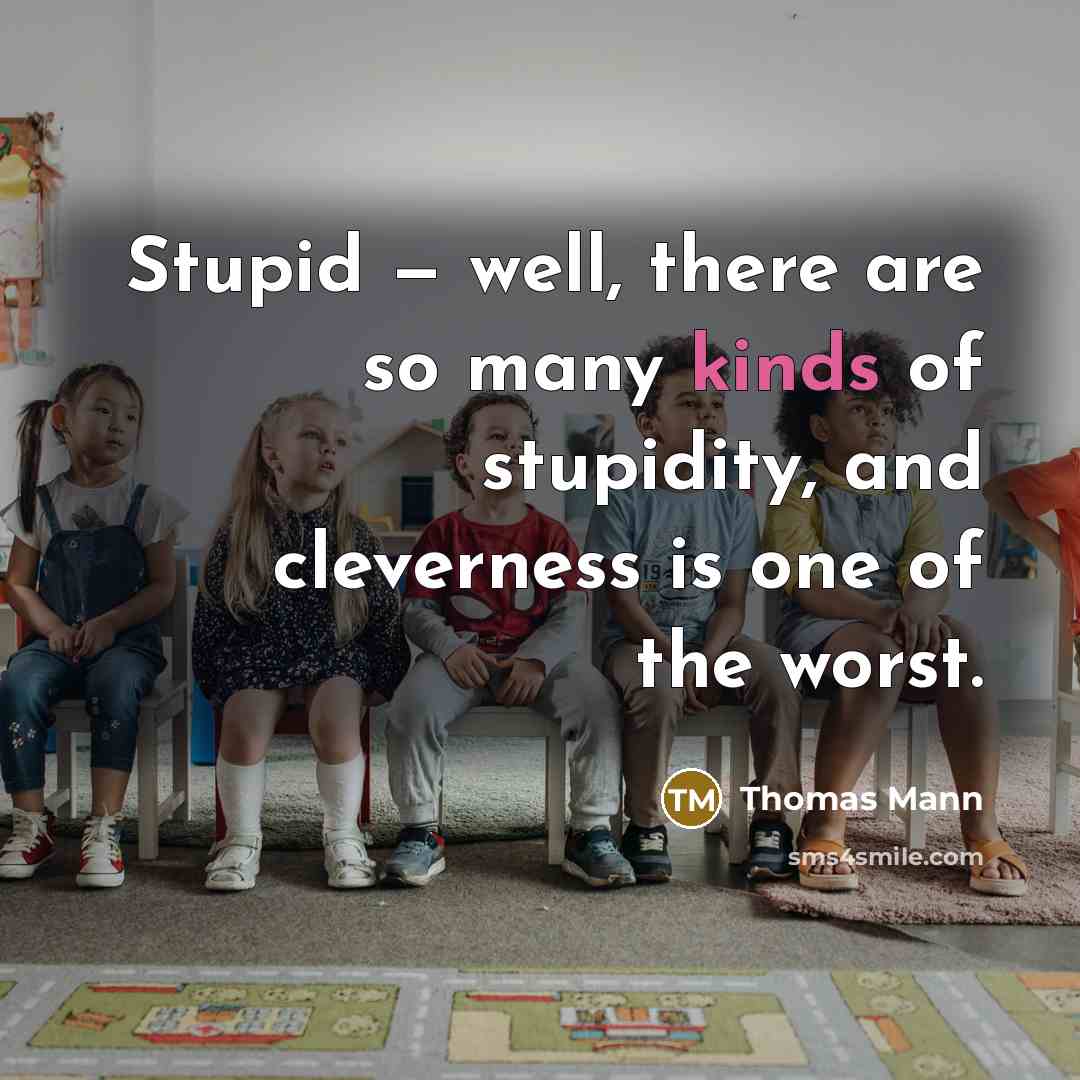“Stupid — well, there are so many kinds of stupidity, and cleverness is one of the worst.” quote by Thomas Mann