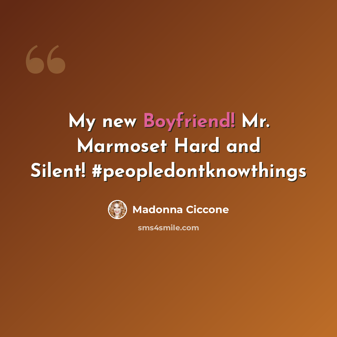“My new Boyfriend! Mr. Marmoset Hard and Silent! #peopledontknowthings” quote by Madonna Ciccone