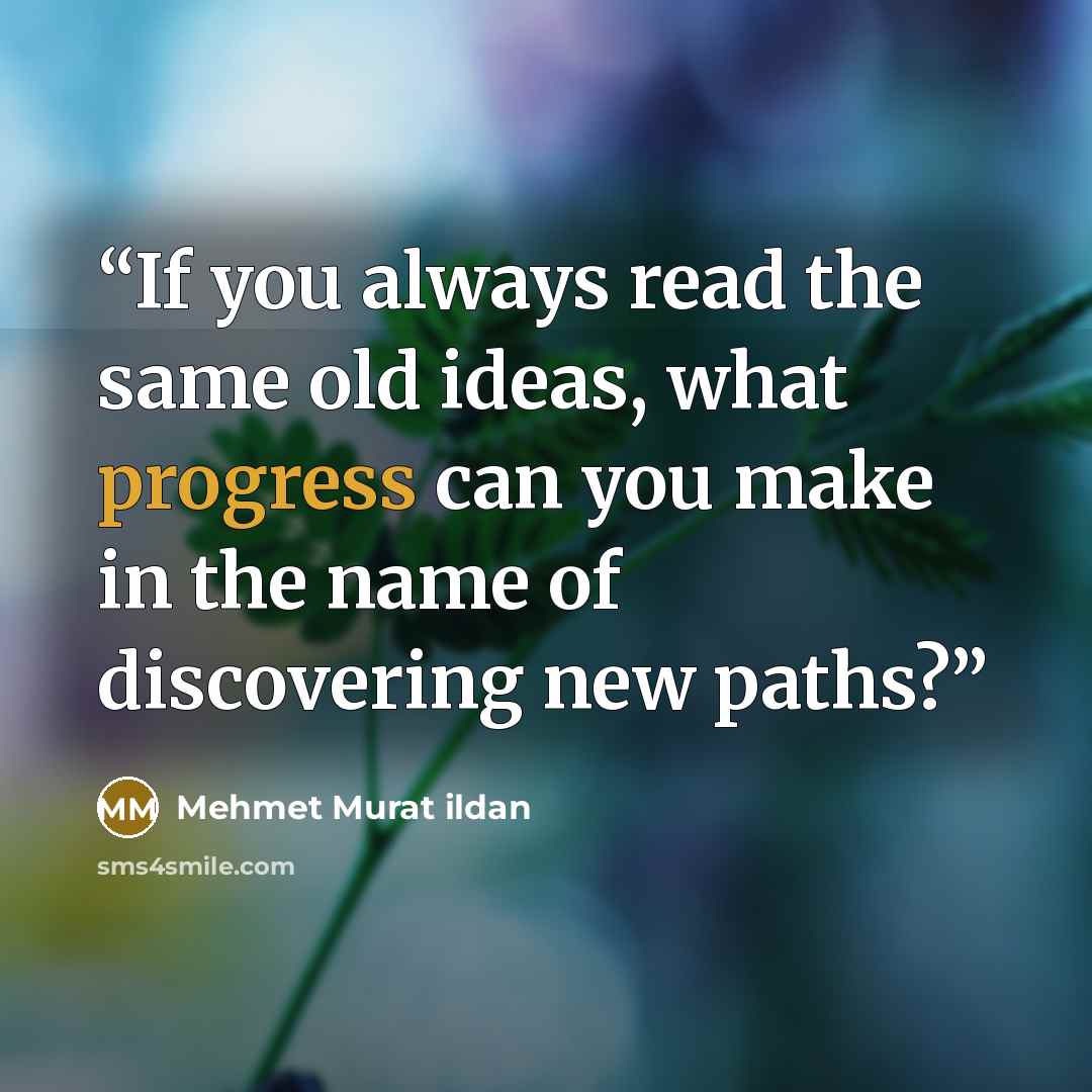 “If you always read the same old ideas, what progress can you make in the name of discovering new paths?” quote by Mehmet Murat ildan