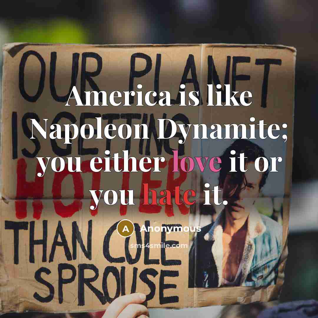 “America is like Napoleon Dynamite; you either love it or you hate it.” quote by Anonymous