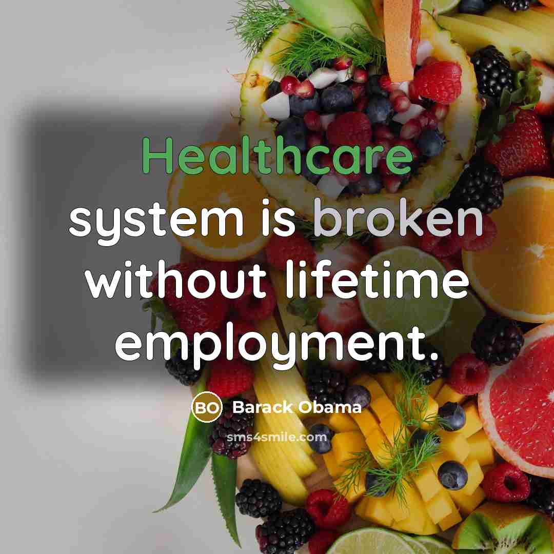 “Healthcare system is broken without lifetime employment.” quote by Barack Obama