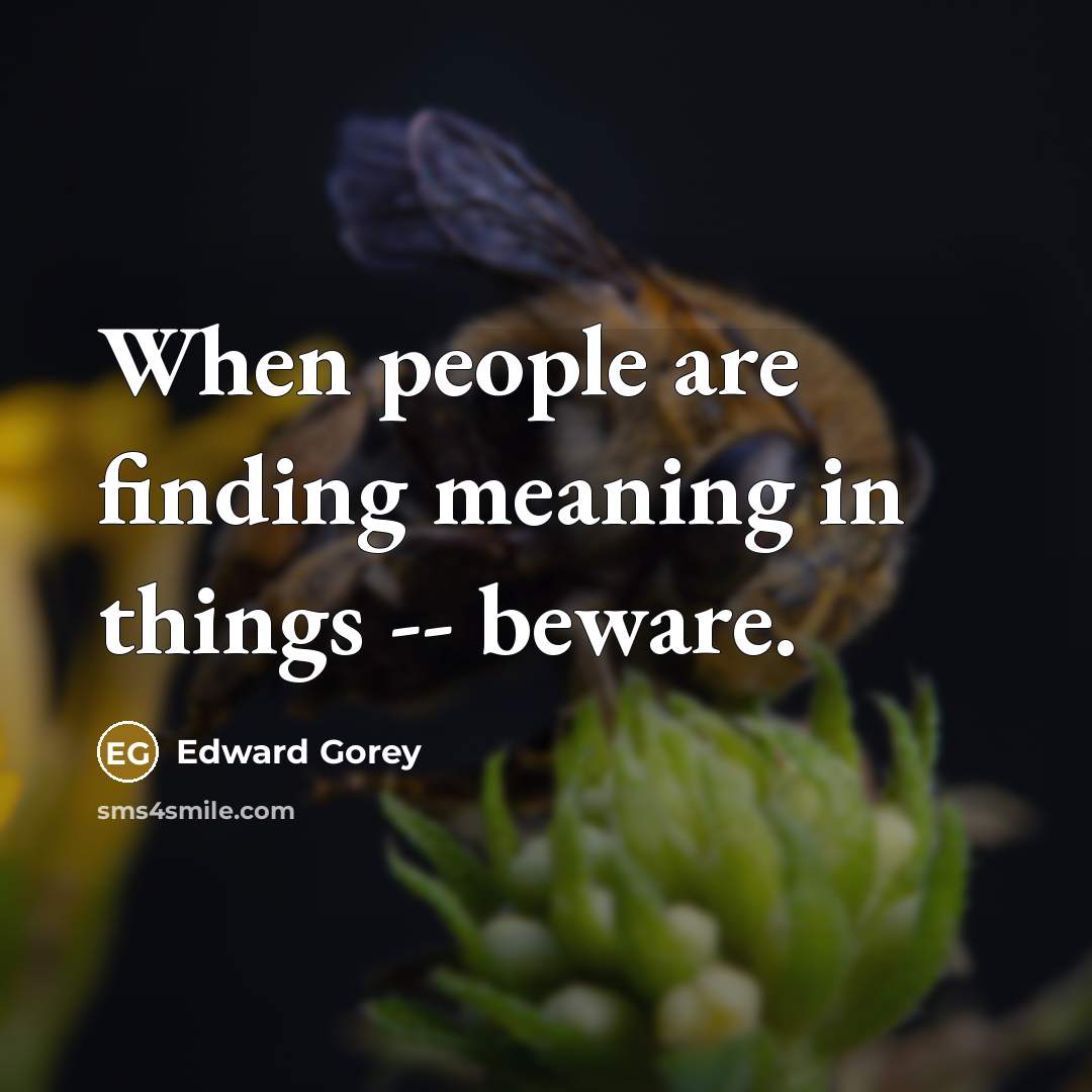 “When people are finding meaning in things -- beware.” quote by Edward Gorey
