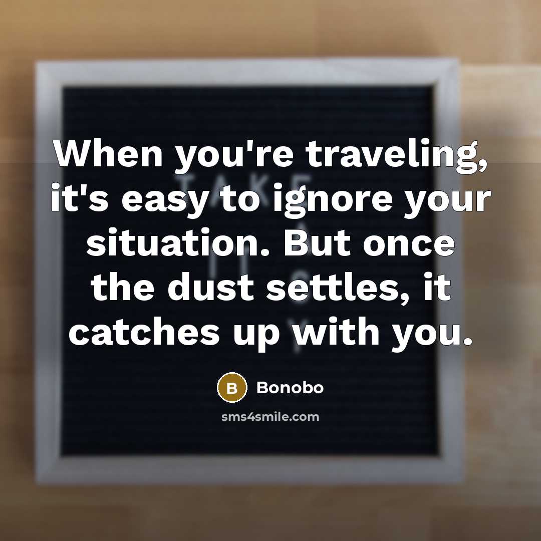 “When you're traveling, it's easy to ignore your situation. But once the dust settles, it catches up with you.” quote by Bonobo