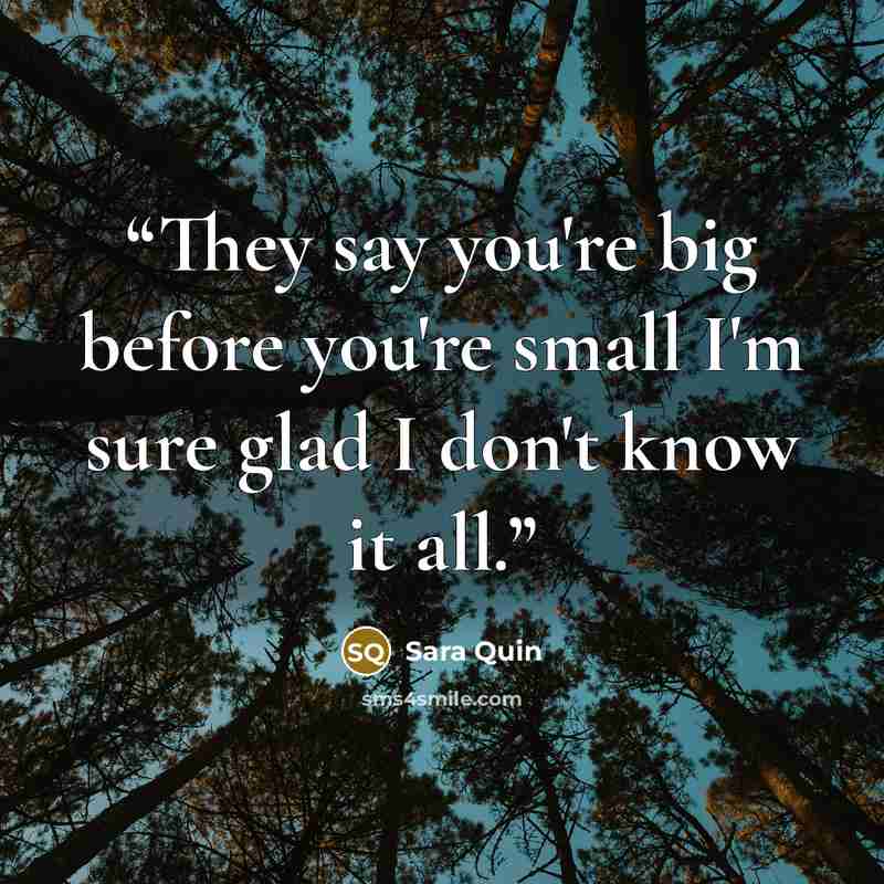 “They say you're big before you're small I'm sure glad I don't know it all.” quote by Sara Quin