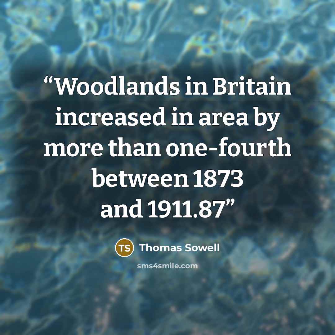 “Woodlands in Britain increased in area by more than one-fourth between 1873 and 1911.87” quote by Thomas Sowell
