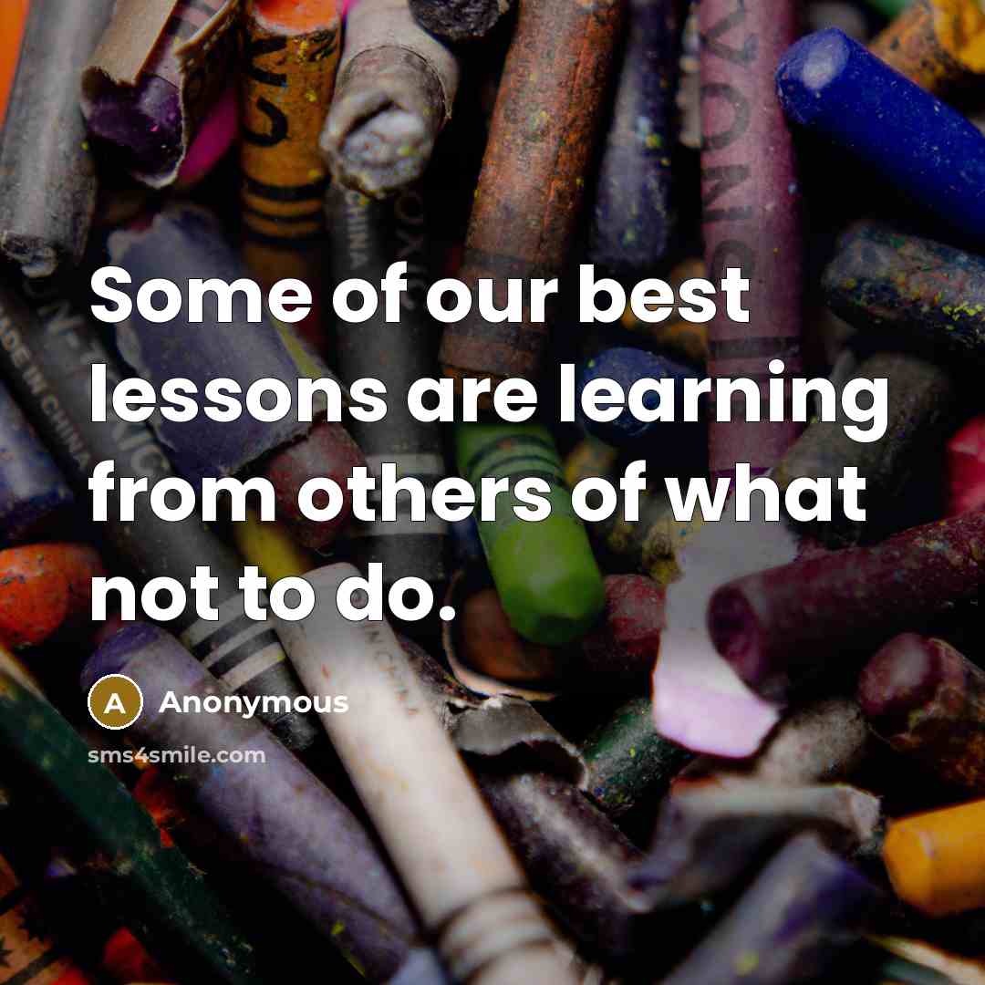 “Some of our best lessons are learning from others of what not to do.” quote by Anonymous