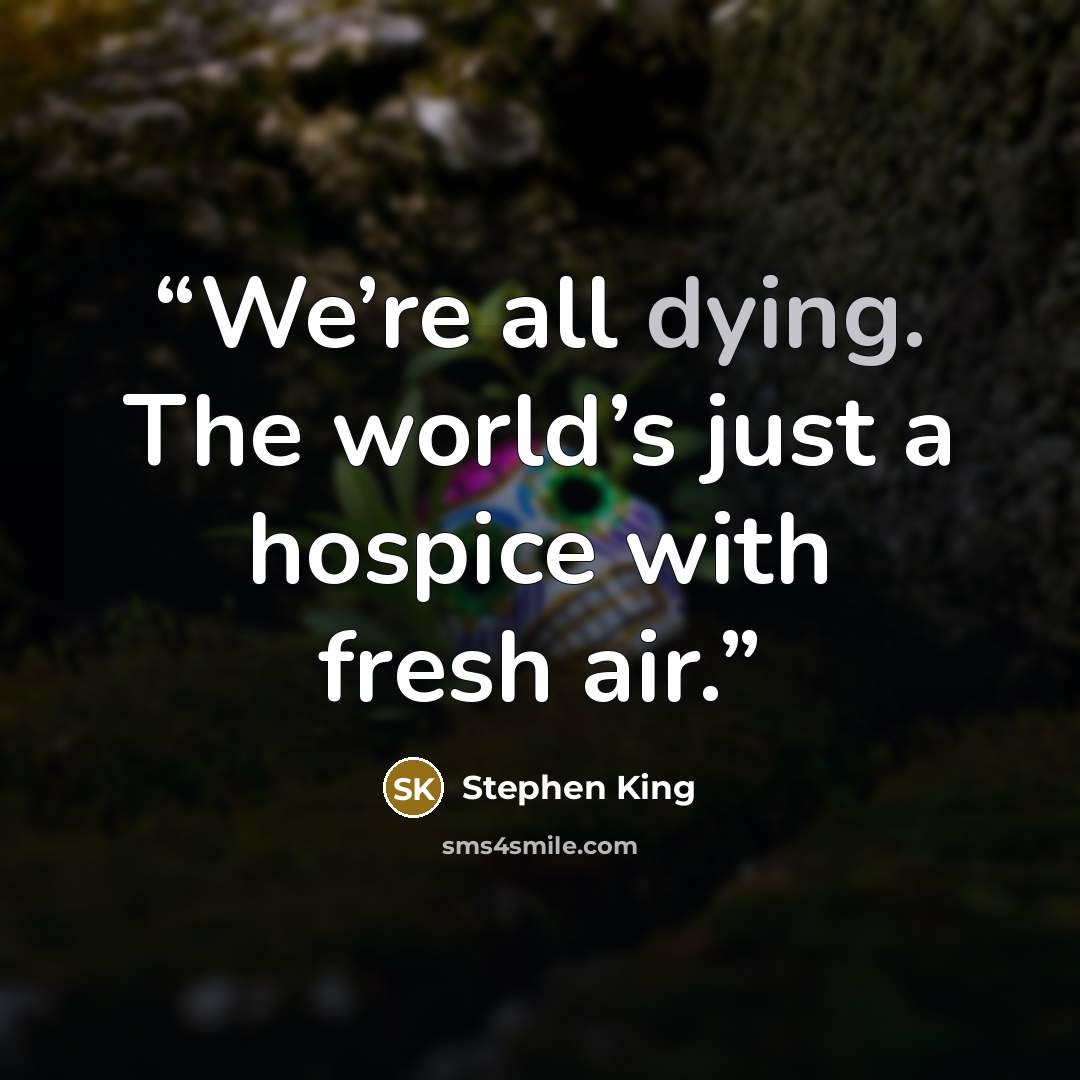 “We’re all dying. The world’s just a hospice with fresh air.” quote by Stephen King