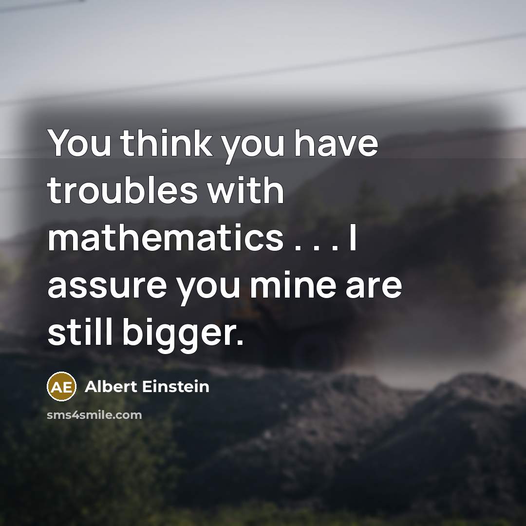 “You think you have troubles with mathematics . . . I assure you mine are still bigger.” quote by Albert Einstein