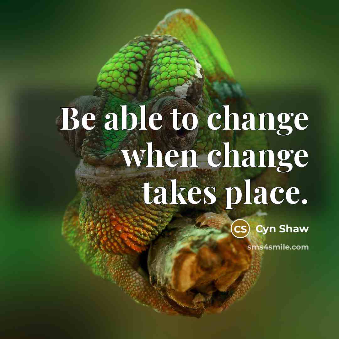 “Be able to change when change takes place.” quote by Cyn Shaw