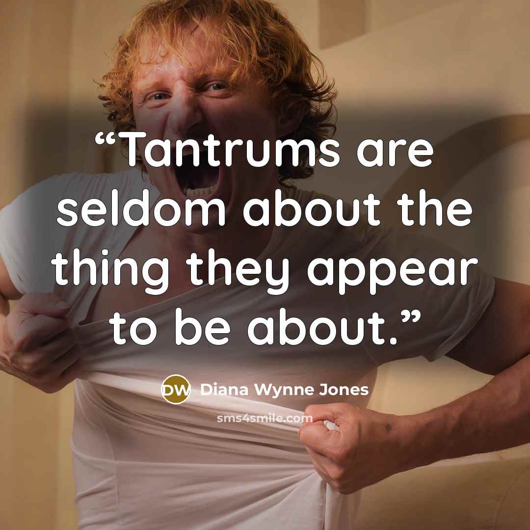 “Tantrums are seldom about the thing they appear to be about.” quote by Diana Wynne Jones