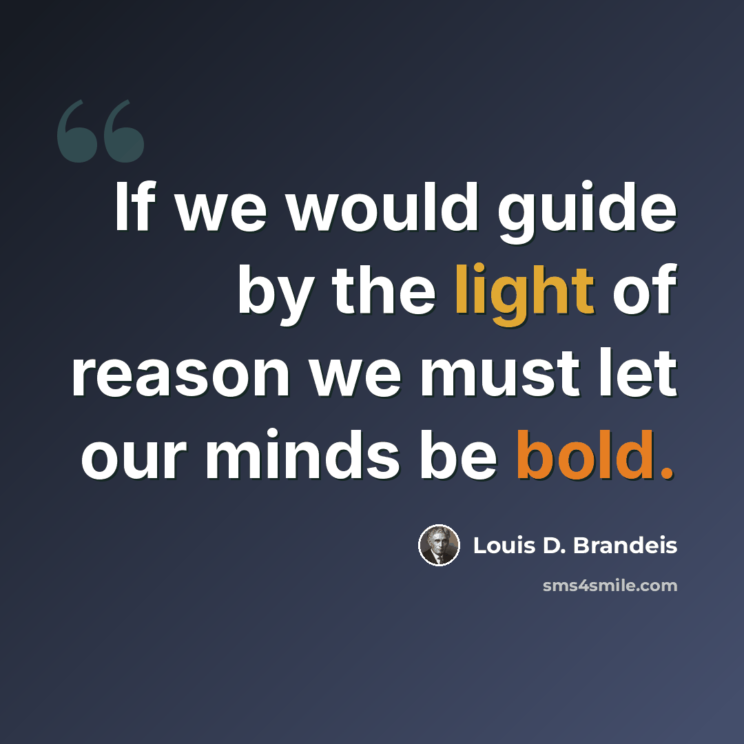 “If we would guide by the light of reason we must let our minds be bold.” quote by Louis D. Brandeis