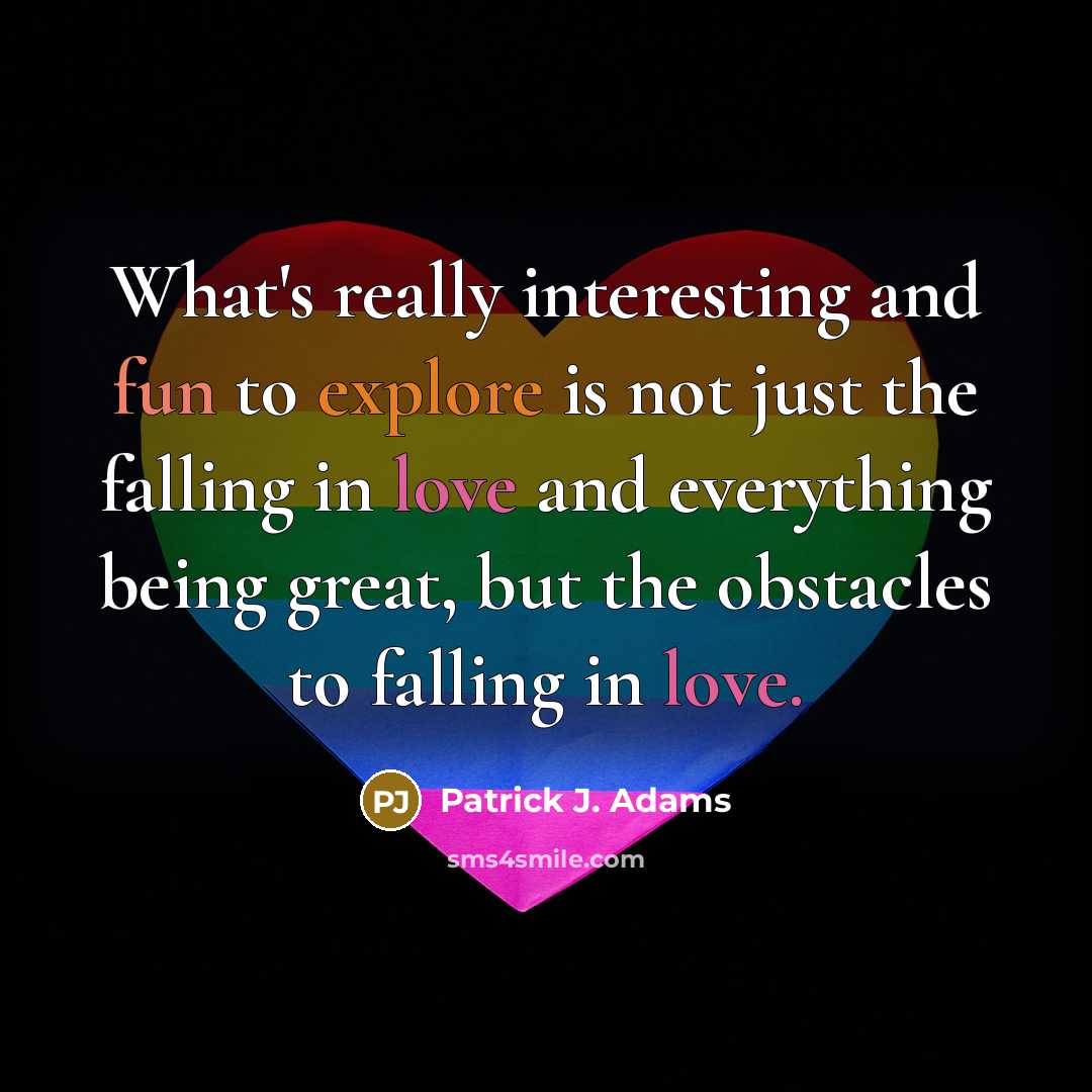 “What's really interesting and fun to explore is not just the falling in love and everything being great, but the obstacles to falling in love.” quote by Patrick J. Adams