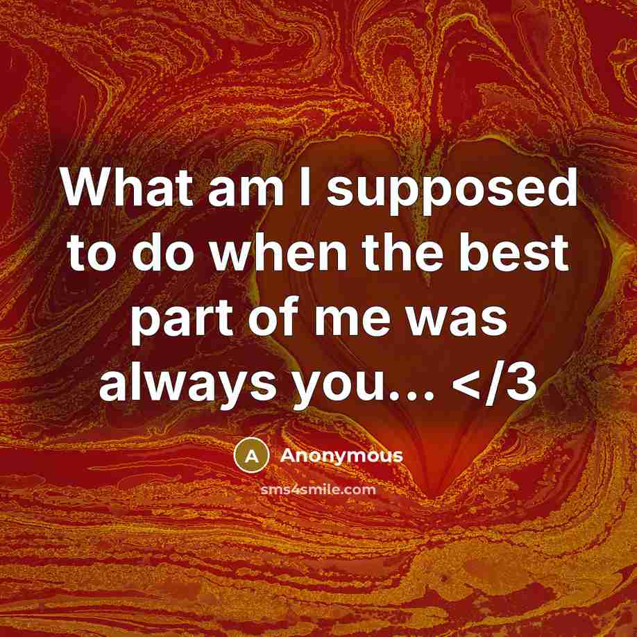 “What am I supposed to do when the best part of me was always you...” quote by Anonymous