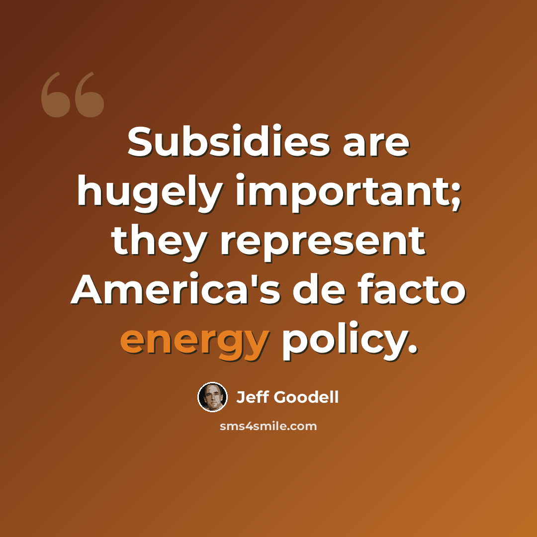 “Subsidies are hugely important; they represent America's de facto energy policy.” quote by Jeff Goodell