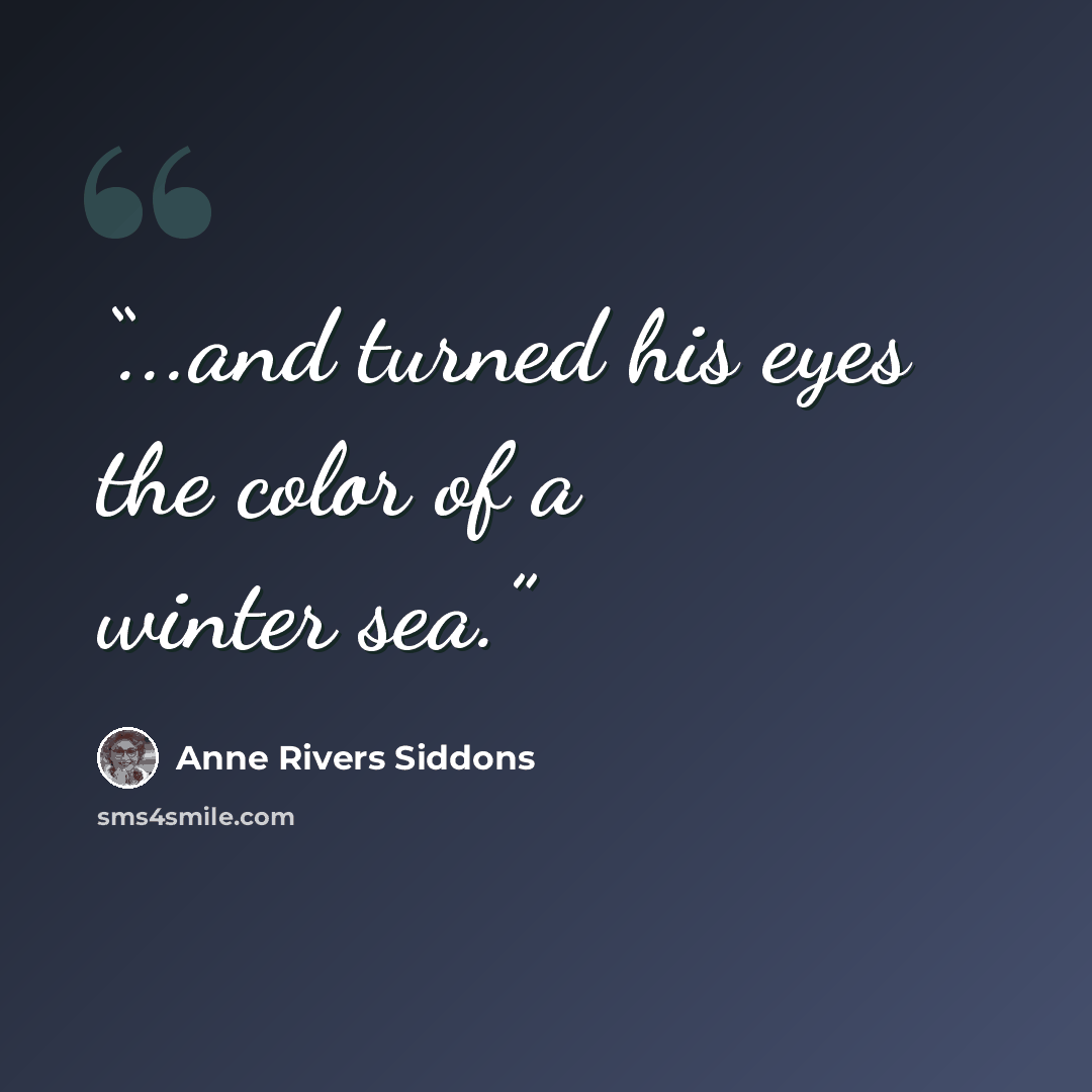 “...and turned his eyes the color of a winter sea.” quote by Anne Rivers Siddons