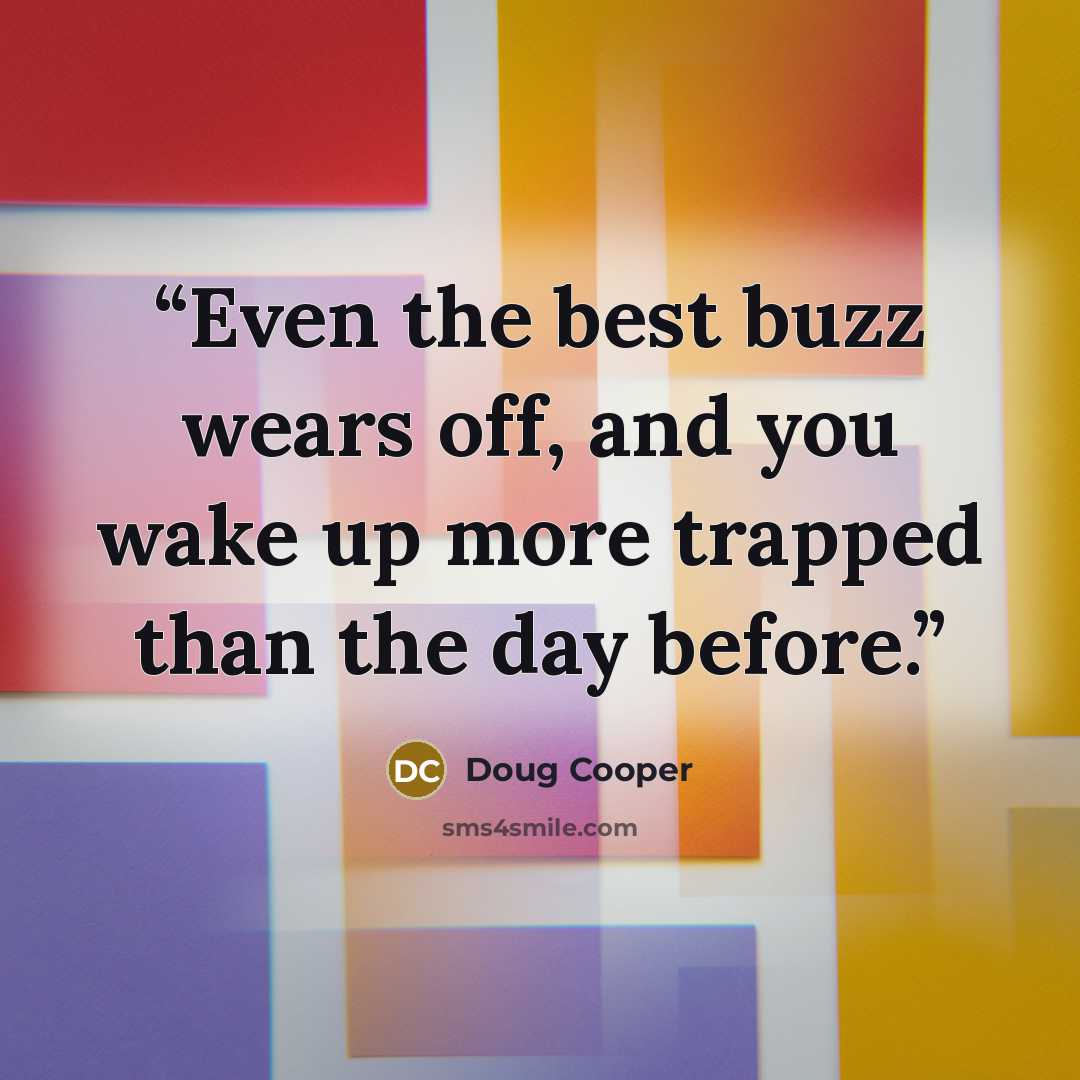 “Even the best buzz wears off, and you wake up more trapped than the day before.” quote by Doug Cooper