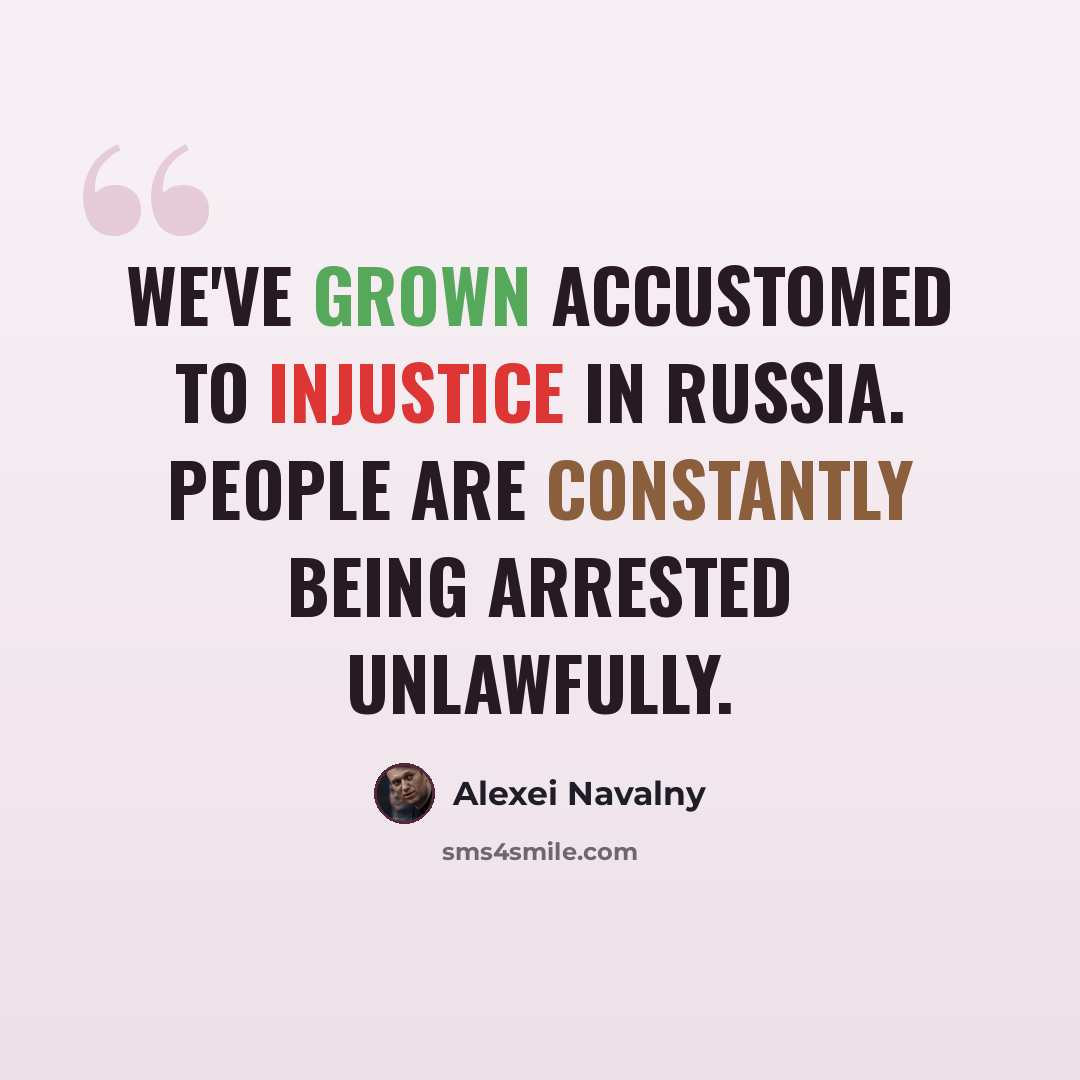 “We've grown accustomed to injustice in Russia. People are constantly being arrested unlawfully.” quote by Alexei Navalny
