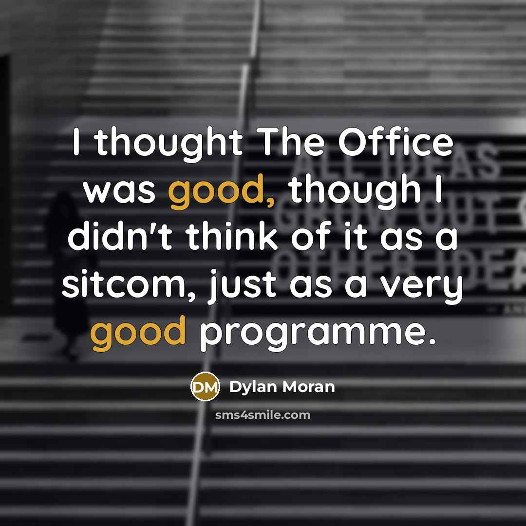 “I thought The Office was good, though I didn't think of it as a sitcom, just as a very good programme.” quote by Dylan Moran