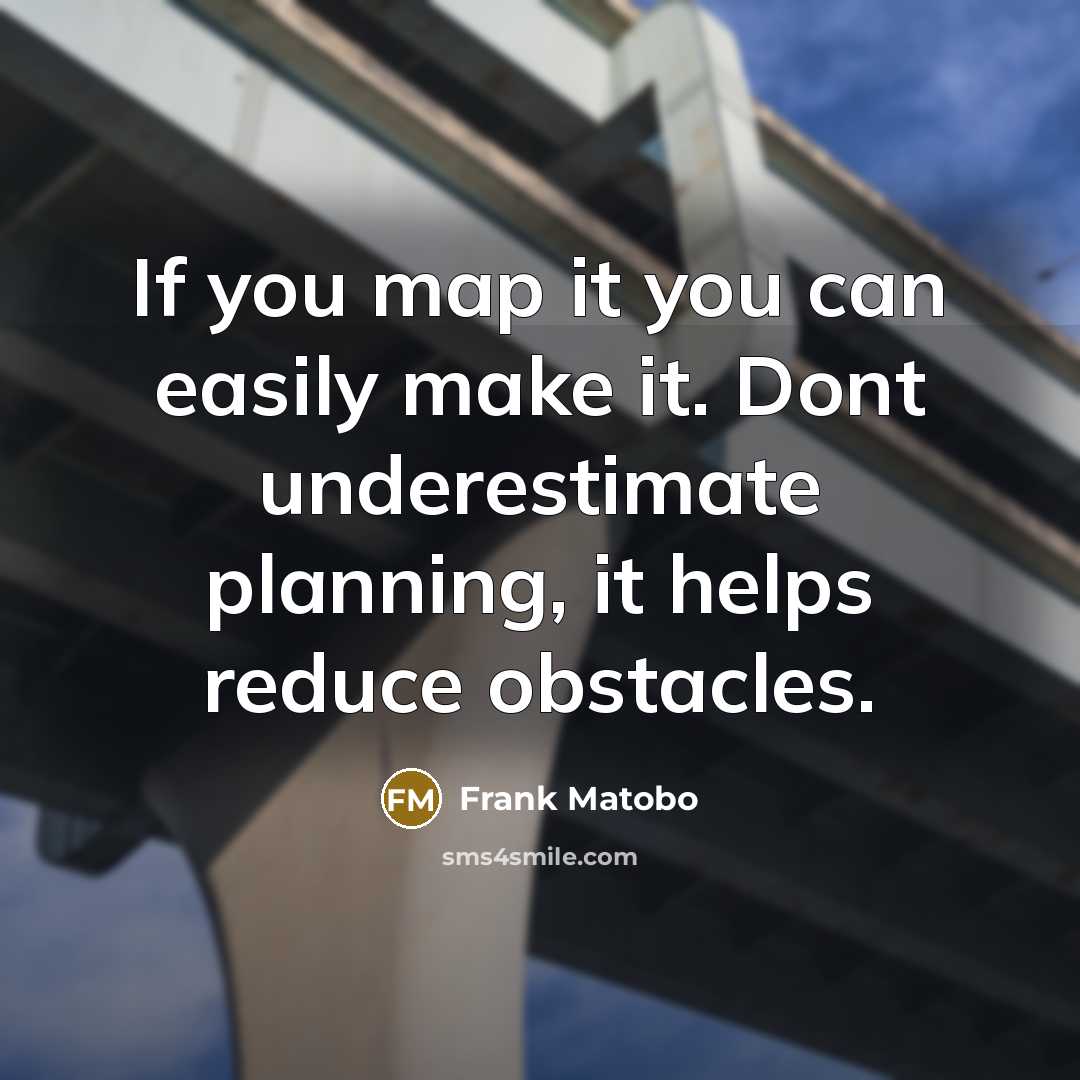 “If you map it you can easily make it. Dont underestimate planning, it helps reduce obstacles.” quote by Frank Matobo