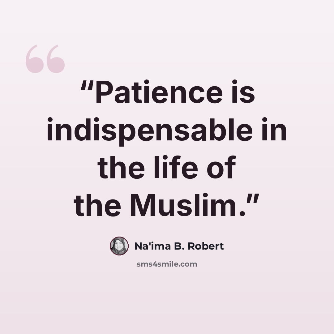 “Patience is indispensable in the life of the Muslim.” quote by Na'ima B. Robert