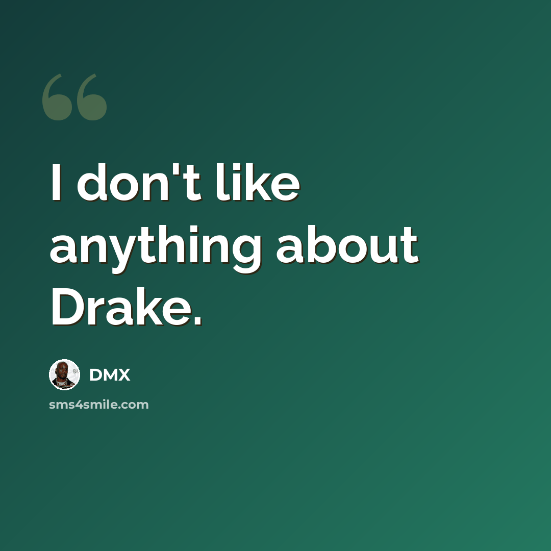 “I don't like anything about Drake.” quote by DMX