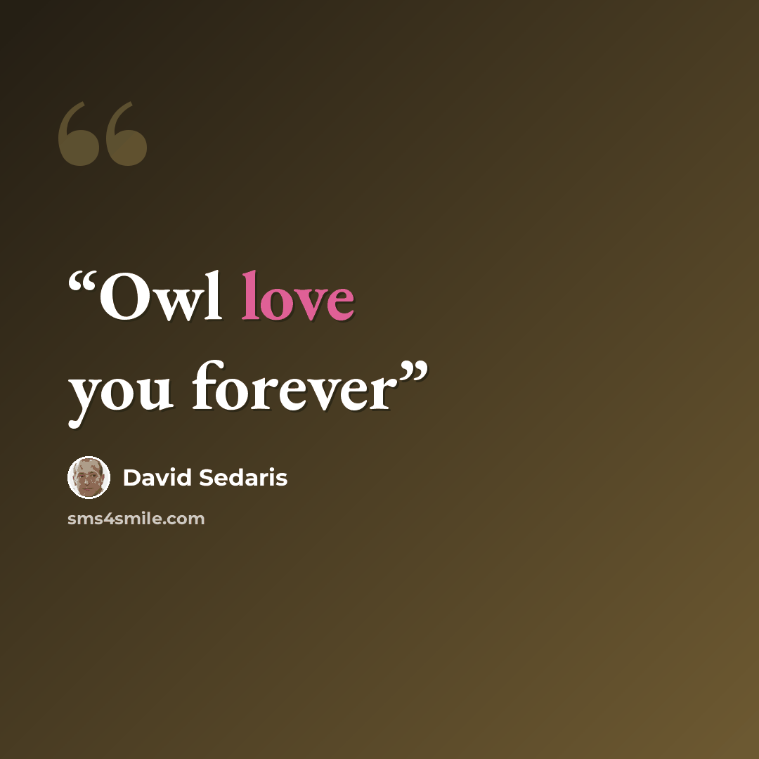 “Owl love you forever” quote by David Sedaris