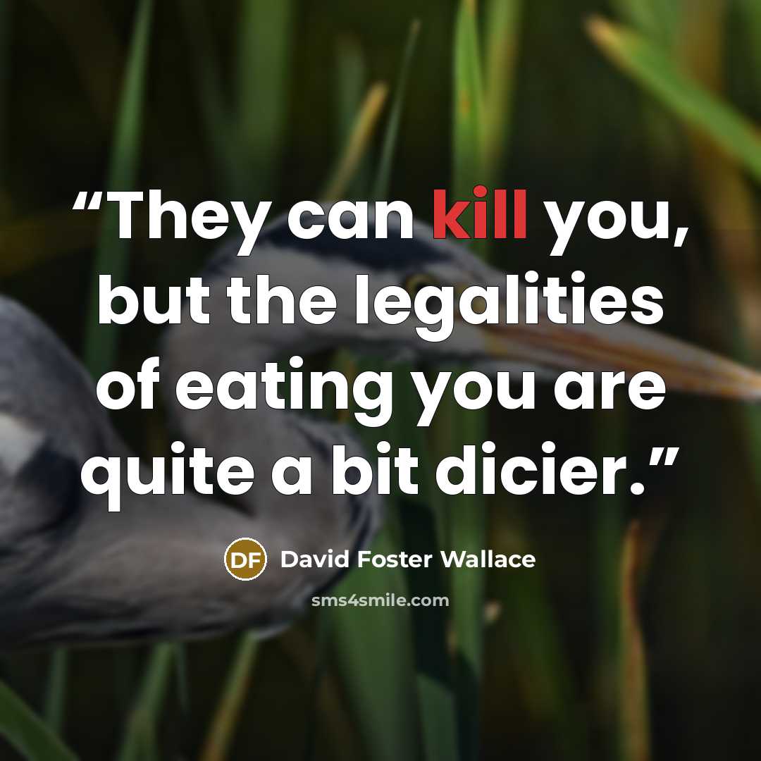 “They can kill you, but the legalities of eating you are quite a bit dicier.” quote by David Foster Wallace