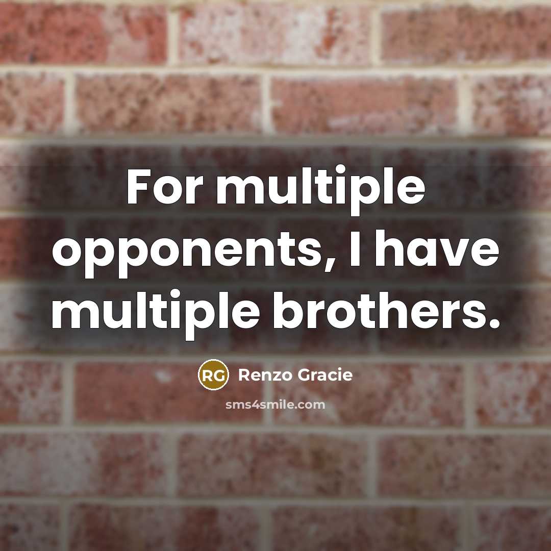 “For multiple opponents, I have multiple brothers.” quote by Renzo Gracie
