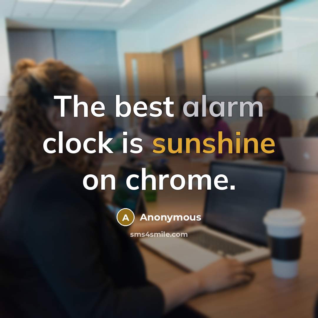 “The best alarm clock is sunshine on chrome.” quote by Anonymous