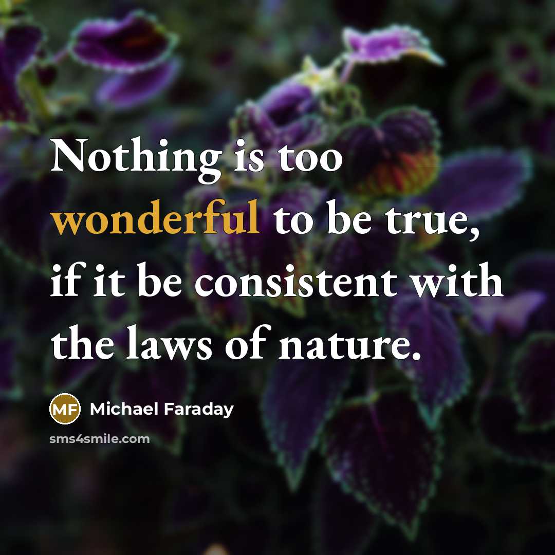 “Nothing is too wonderful to be true, if it be consistent with the laws of nature.” quote by Michael Faraday