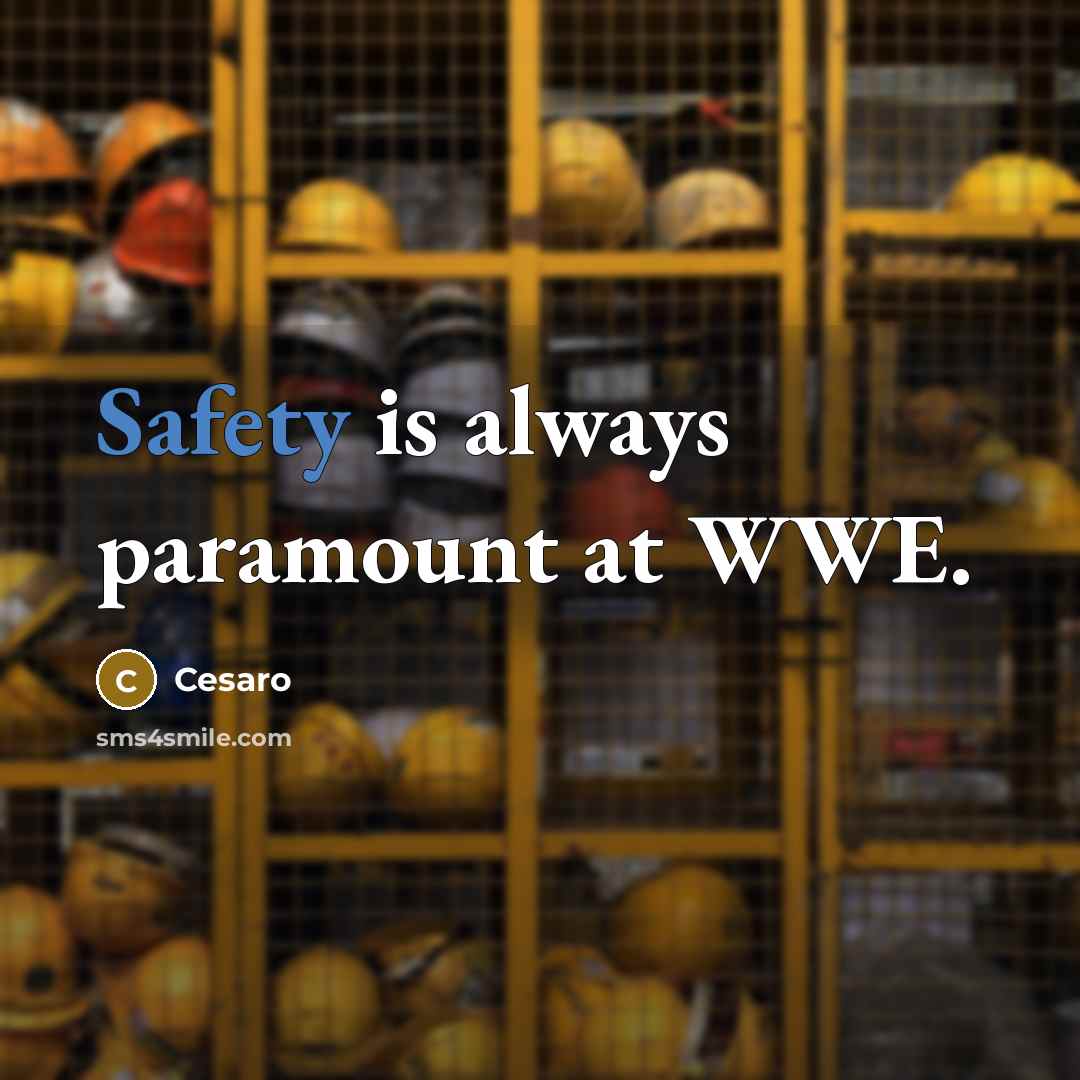 “Safety is always paramount at WWE.” quote by Cesaro