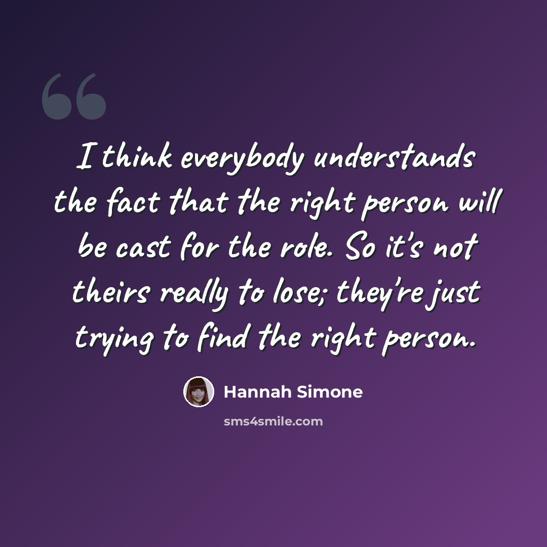 “I think everybody understands the fact that the right person will be cast for the role. So it's not theirs really to lose; they're just trying to find the right person.” quote by Hannah Simone
