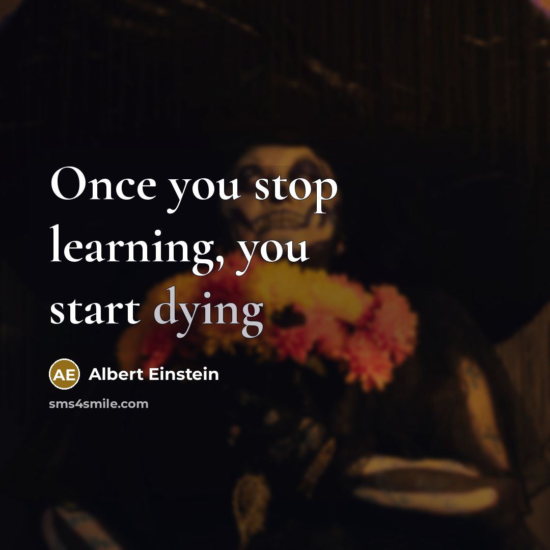 “Once you stop learning, you start dying” quote by Albert Einstein