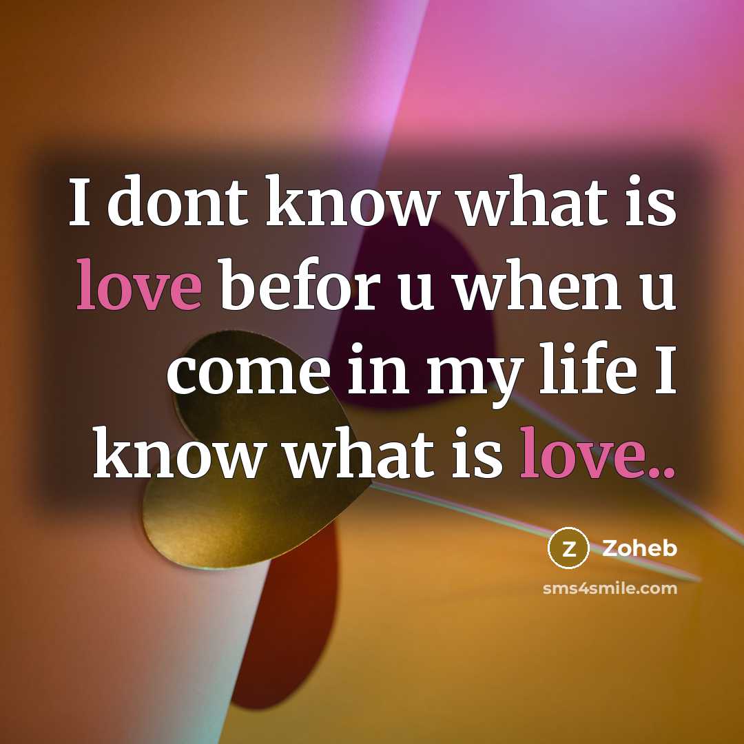 “I dont know what is love befor u when u come in my life I know what is love..” quote by Zoheb