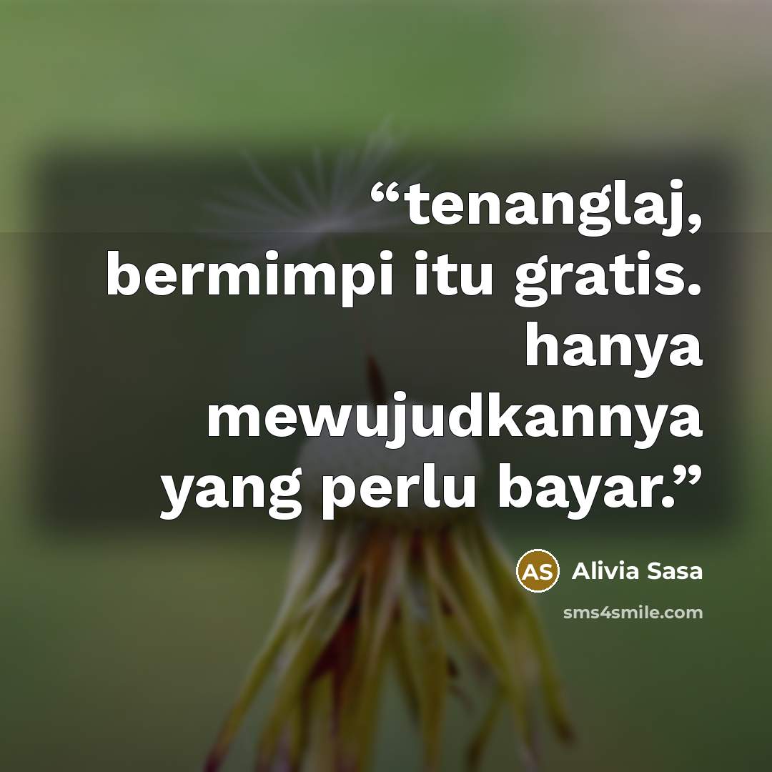 “tenanglaj, bermimpi itu gratis. hanya mewujudkannya yang perlu bayar.” quote by Alivia Sasa