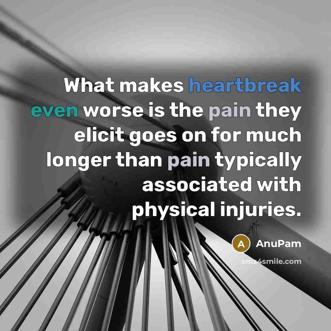 “What makes heartbreak even worse is the pain they elicit goes on for much longer than pain typically associated with physical injuries.” quote by AnuPam