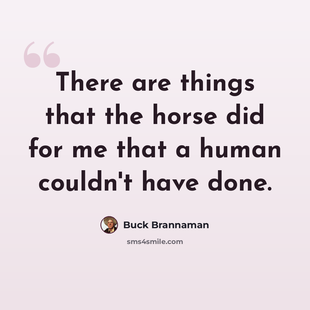 “There are things that the horse did for me that a human couldn't have done.” quote by Buck Brannaman