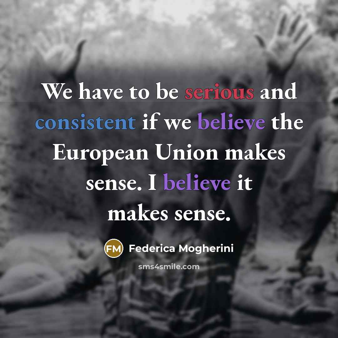 “We have to be serious and consistent if we believe the European Union makes sense. I believe it makes sense.” quote by Federica Mogherini