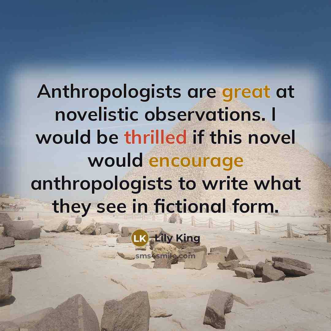 “Anthropologists are great at novelistic observations. I would be thrilled if this novel would encourage anthropologists to write what they see in fictional form.” quote by Lily King