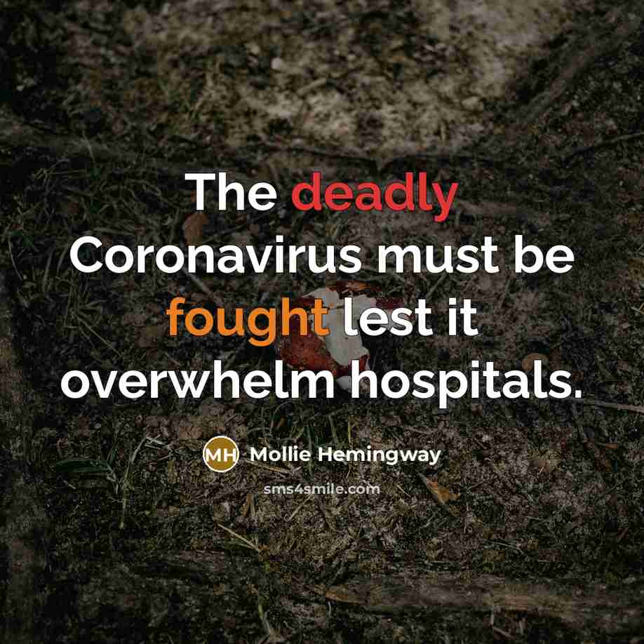“The deadly Coronavirus must be fought lest it overwhelm hospitals.” quote by Mollie Hemingway