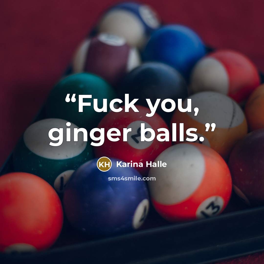 “Fuck you, ginger balls.” quote by Karina Halle